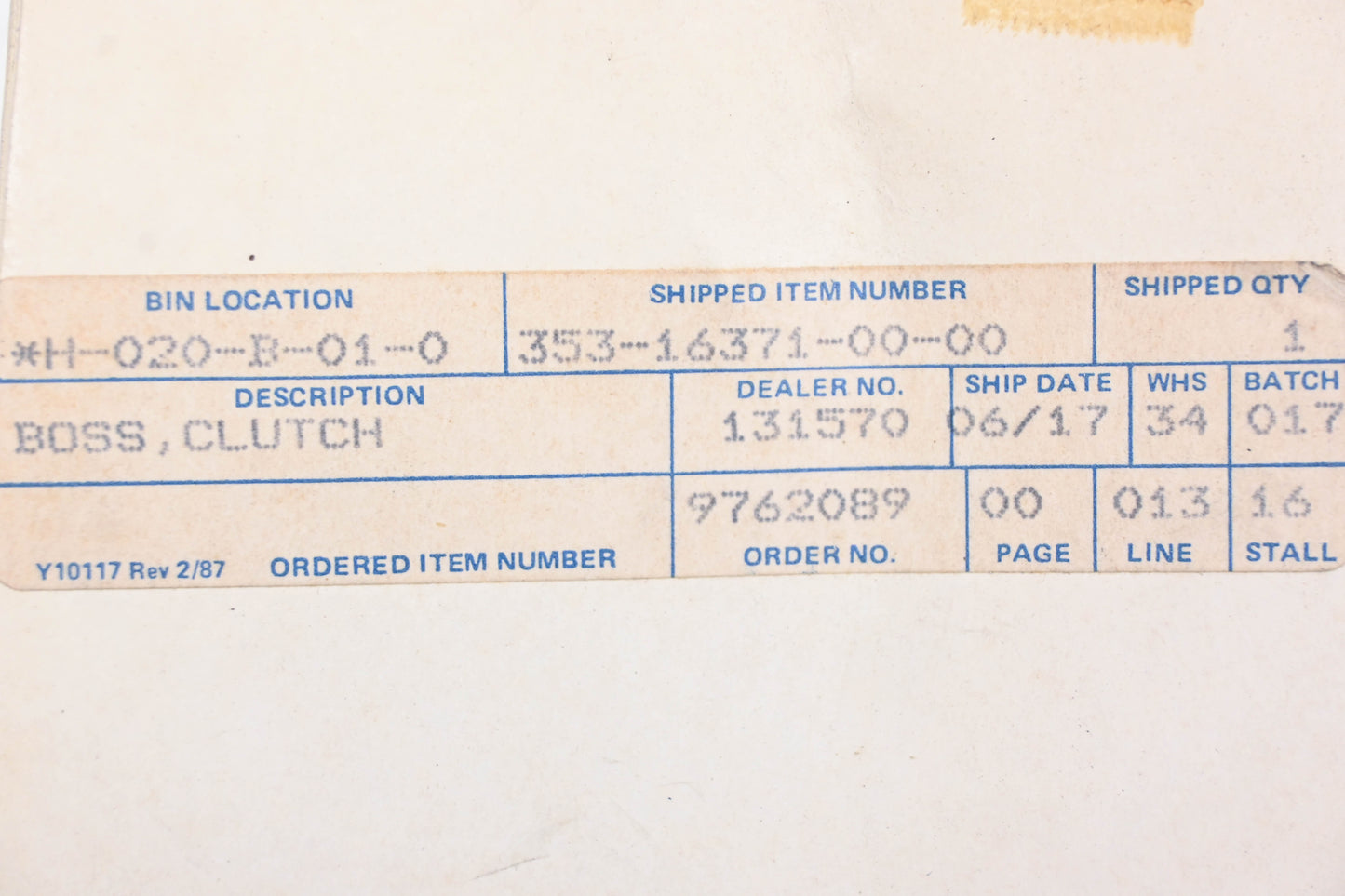New OEM Yamaha 353-16371-00-00 Clutch Boss Hub Plate NOS