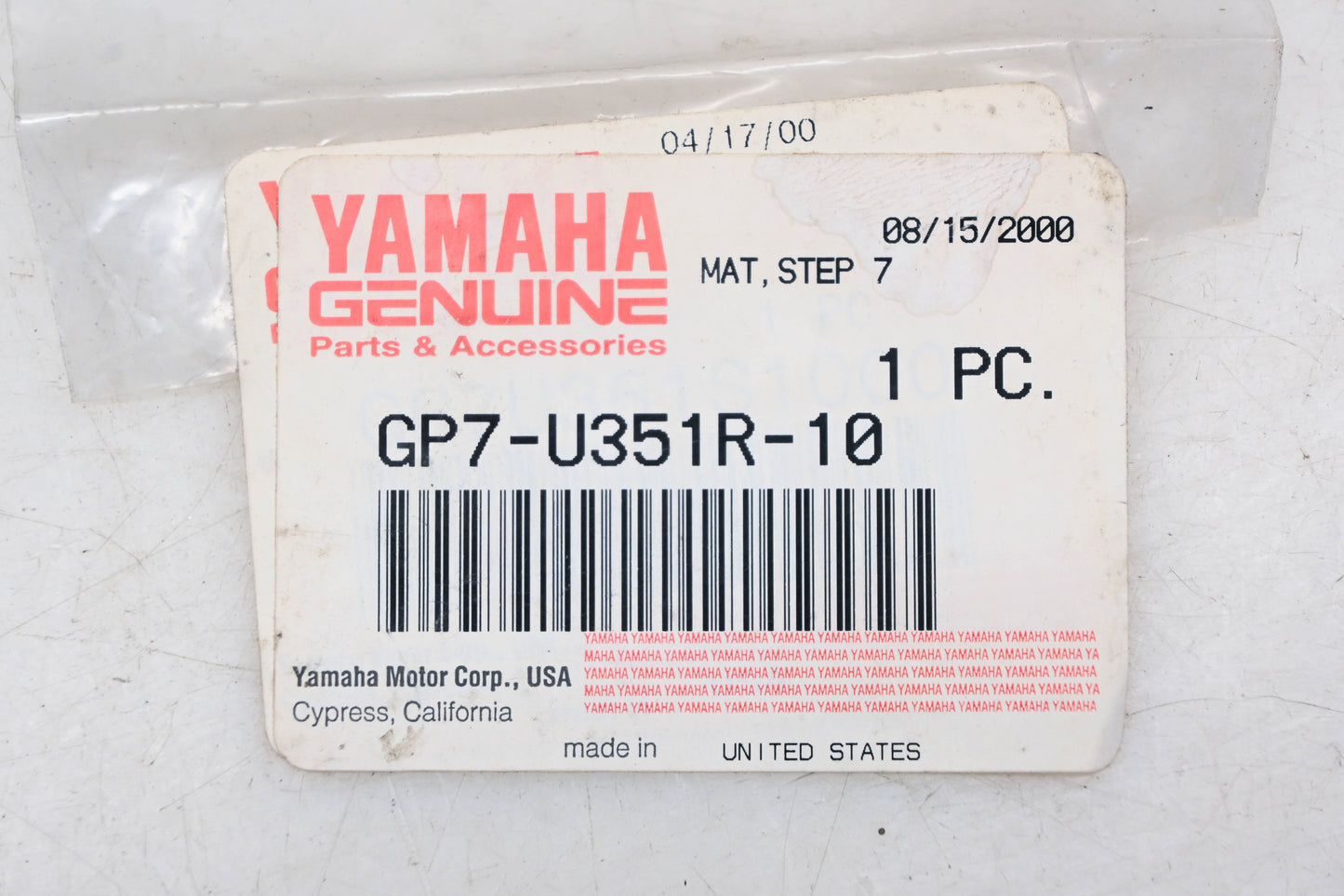 New OEM Yamaha GP7-U351R-10-00 Step Mat #7 NOS