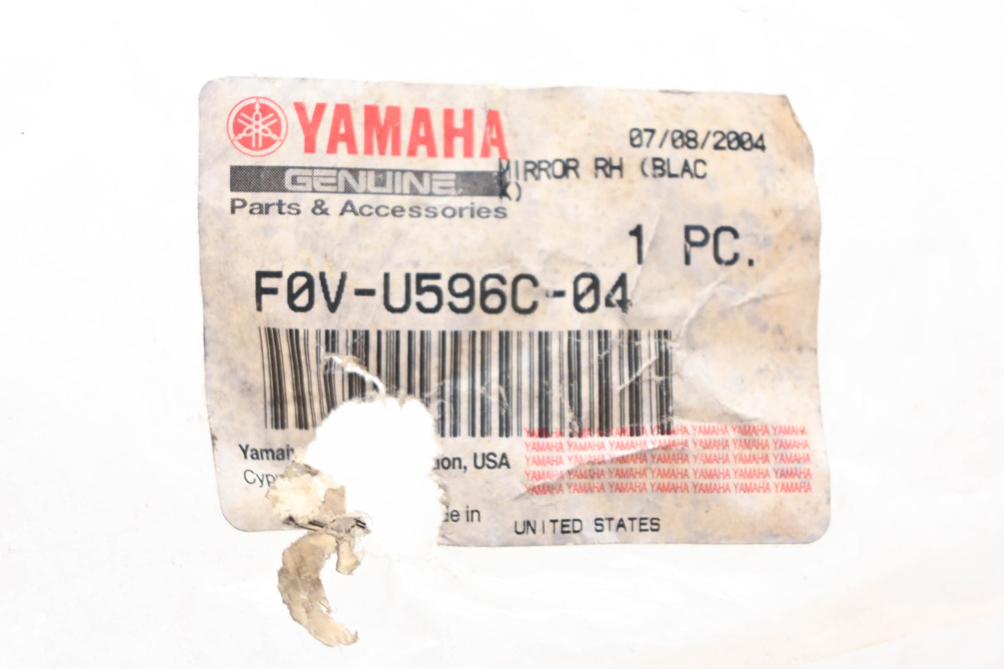 New OEM Yamaha F0V-U596C-04-00 Black Righthand Side Mirror Assembly NOS