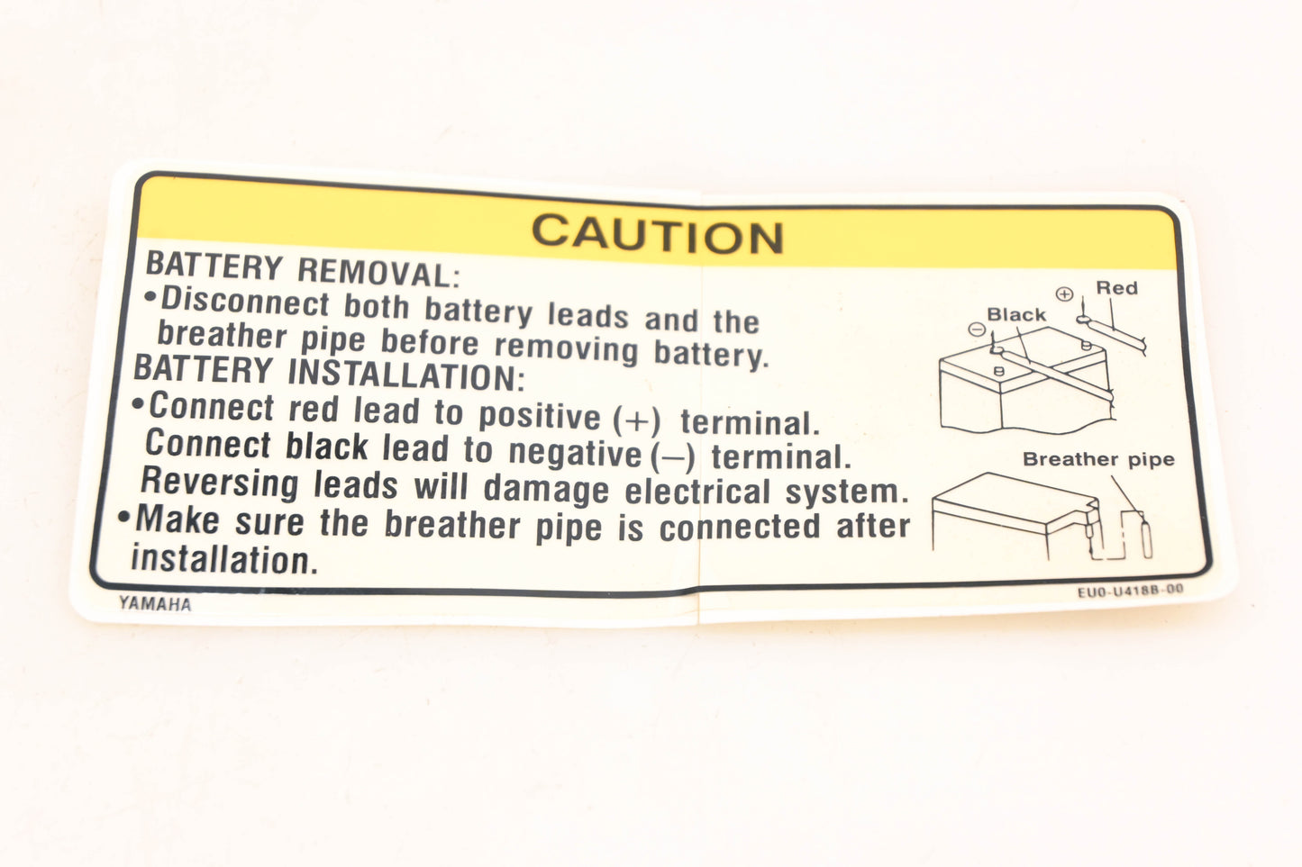 New OEM Yamaha EU0-U418B-00-00 Caution Label Decal NOS
