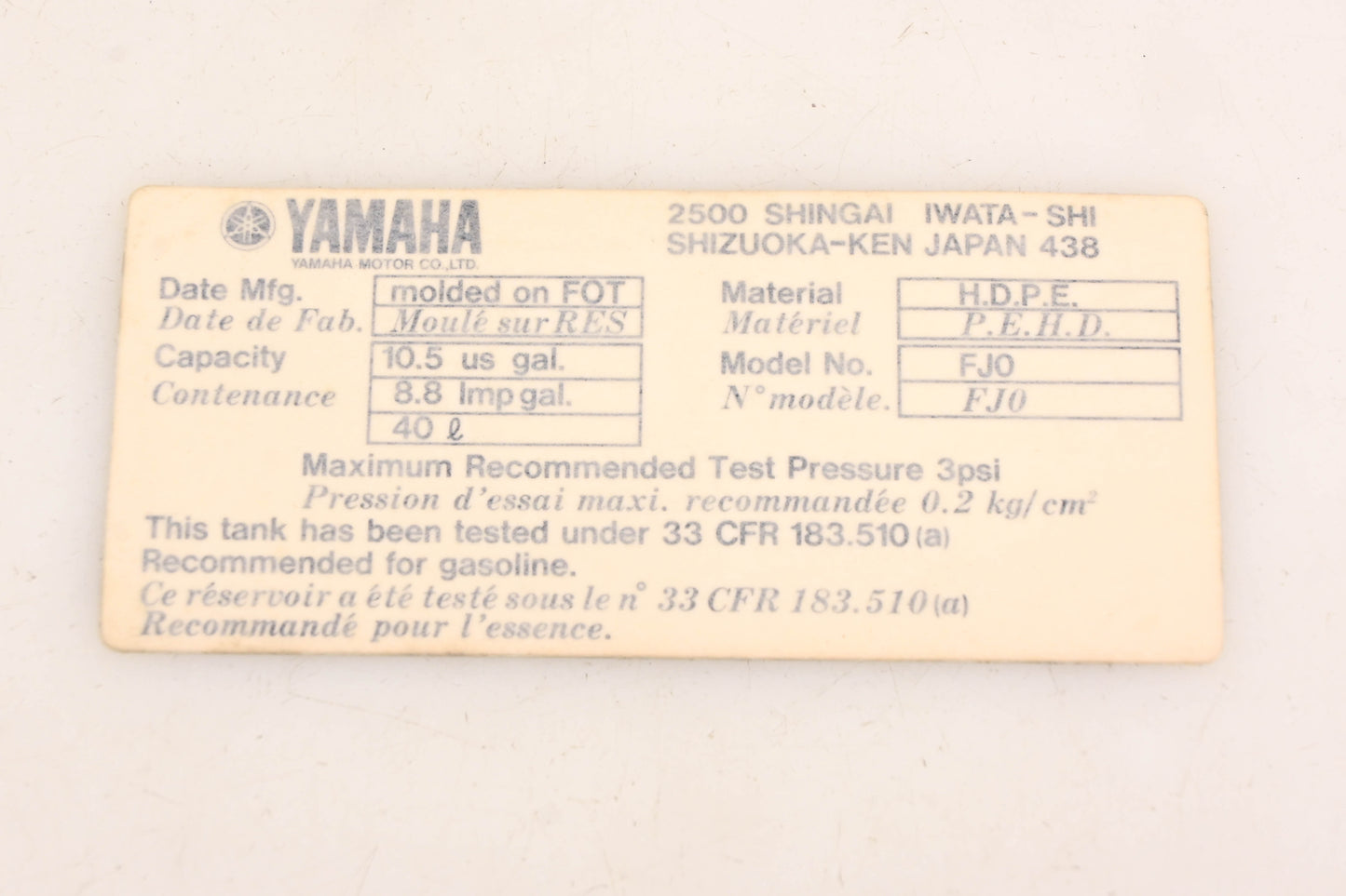New OEM Yamaha FJ0-64183-A1-00 Caution Label Decal NOS