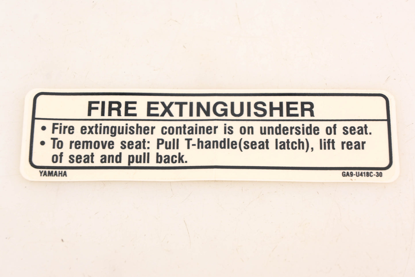 New OEM Yamaha GA9-U418C-30-00 Fire Extinguisher Label Decal NOS