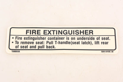 New OEM Yamaha GA9-U418C-30-00 Fire Extinguisher Label Decal NOS