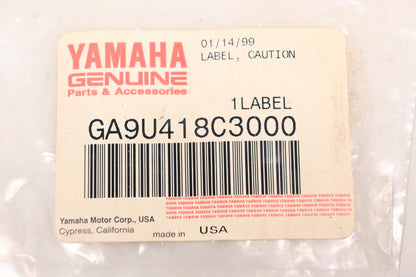 New OEM Yamaha GA9-U418C-30-00 Fire Extinguisher Label Decal NOS
