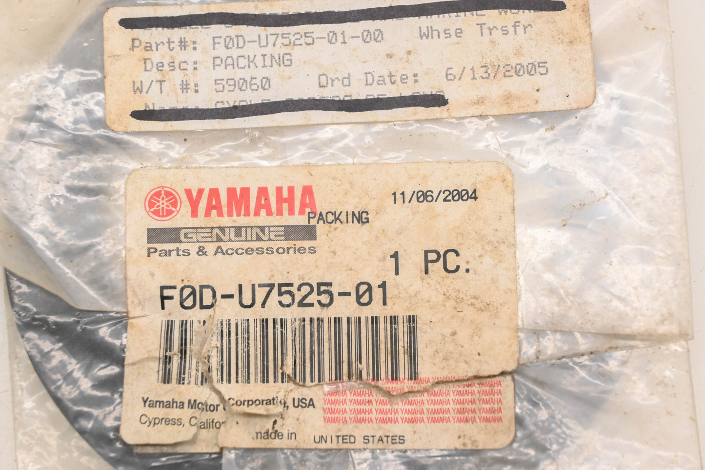 New OEM Yamaha F0D-U7525-01-00 Exhaust Thru-Hull Packing Seal NOS