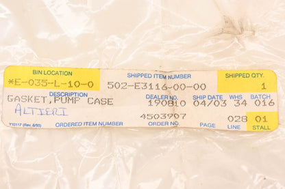 New OEM Yamaha 502-E3116-00-00 Oil Pump Gasket NOS
