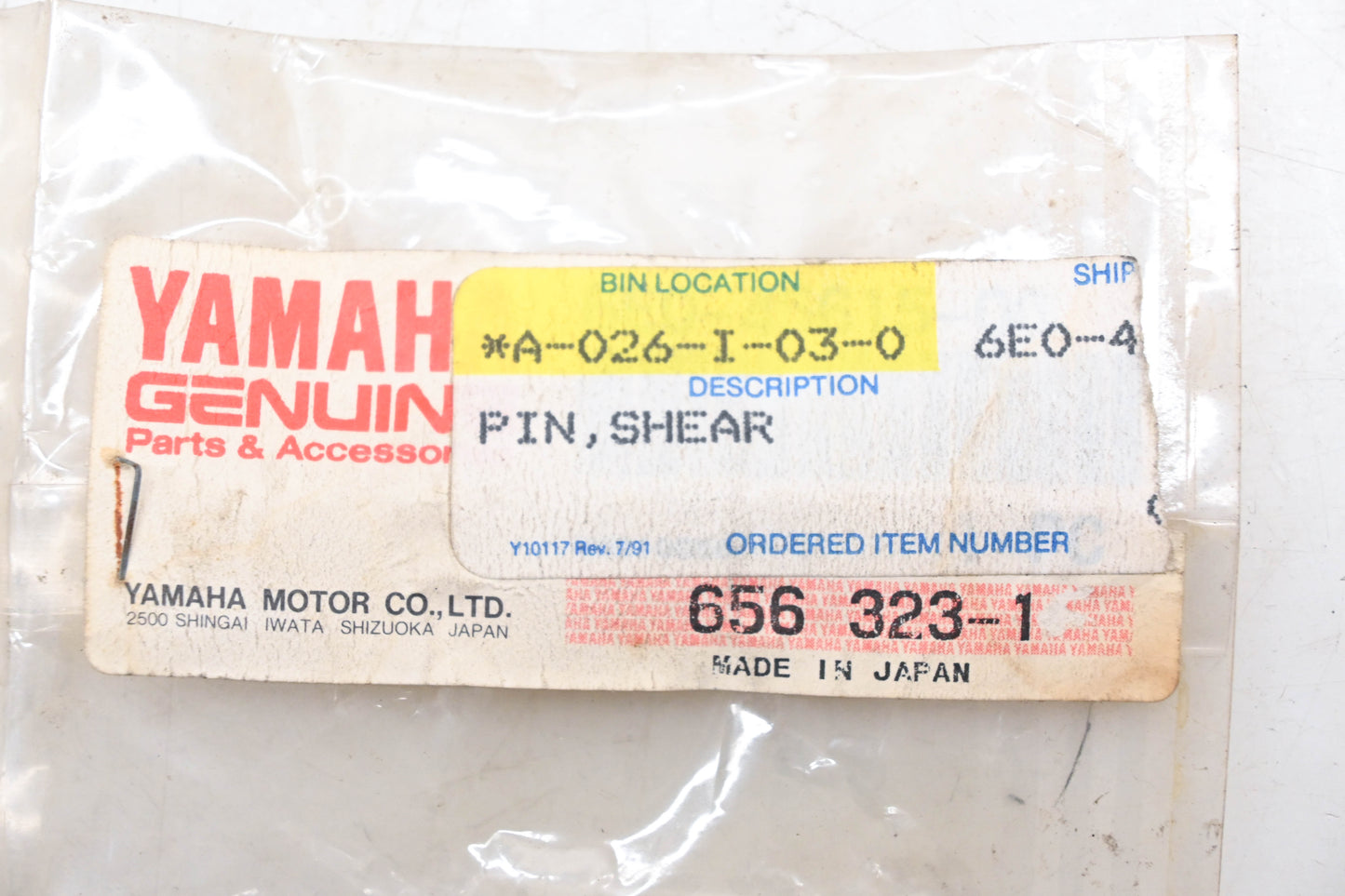 New OEM Yamaha 6E0-45615-00-00 Shear Pin NOS