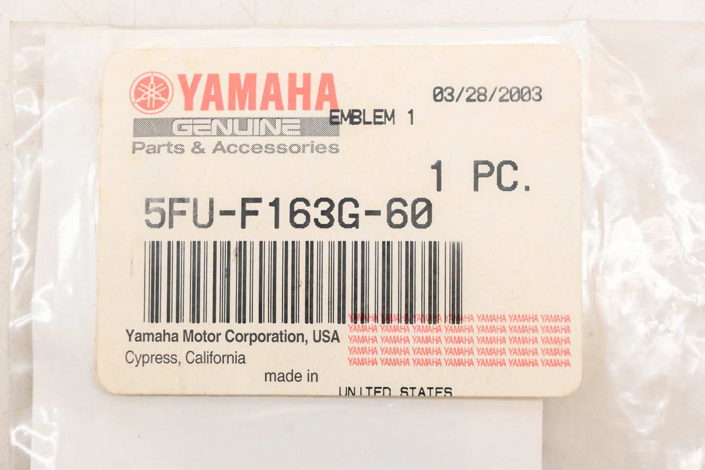 New OEM Yamaha 5FU-F163G-60-00 4x4 On Command Emblem Decal NOS