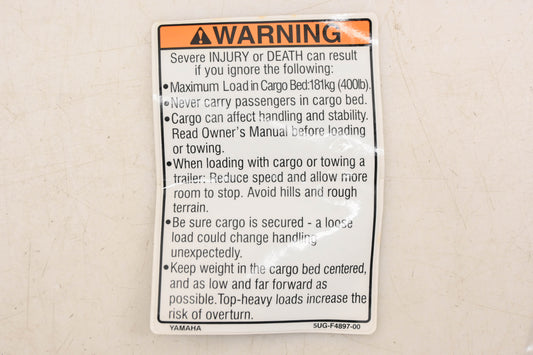 New OEM Yamaha 5UG-F4897-00-00 Warning Decal NOS