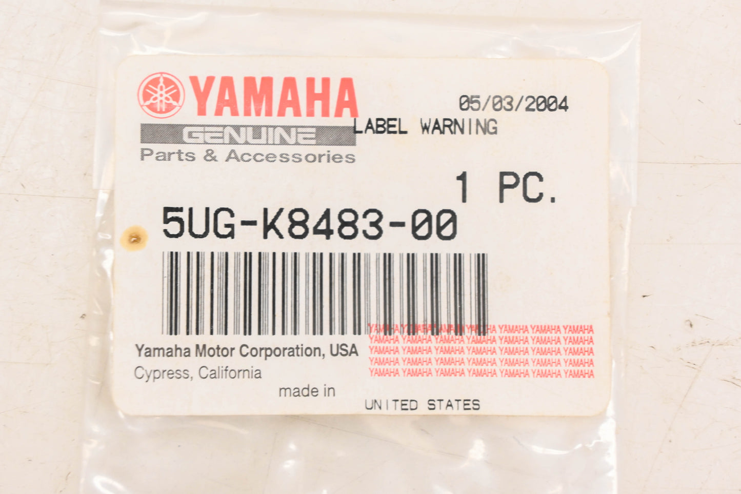 New OEM Yamaha 5UG-K8483-00-00 Warning Decal NOS