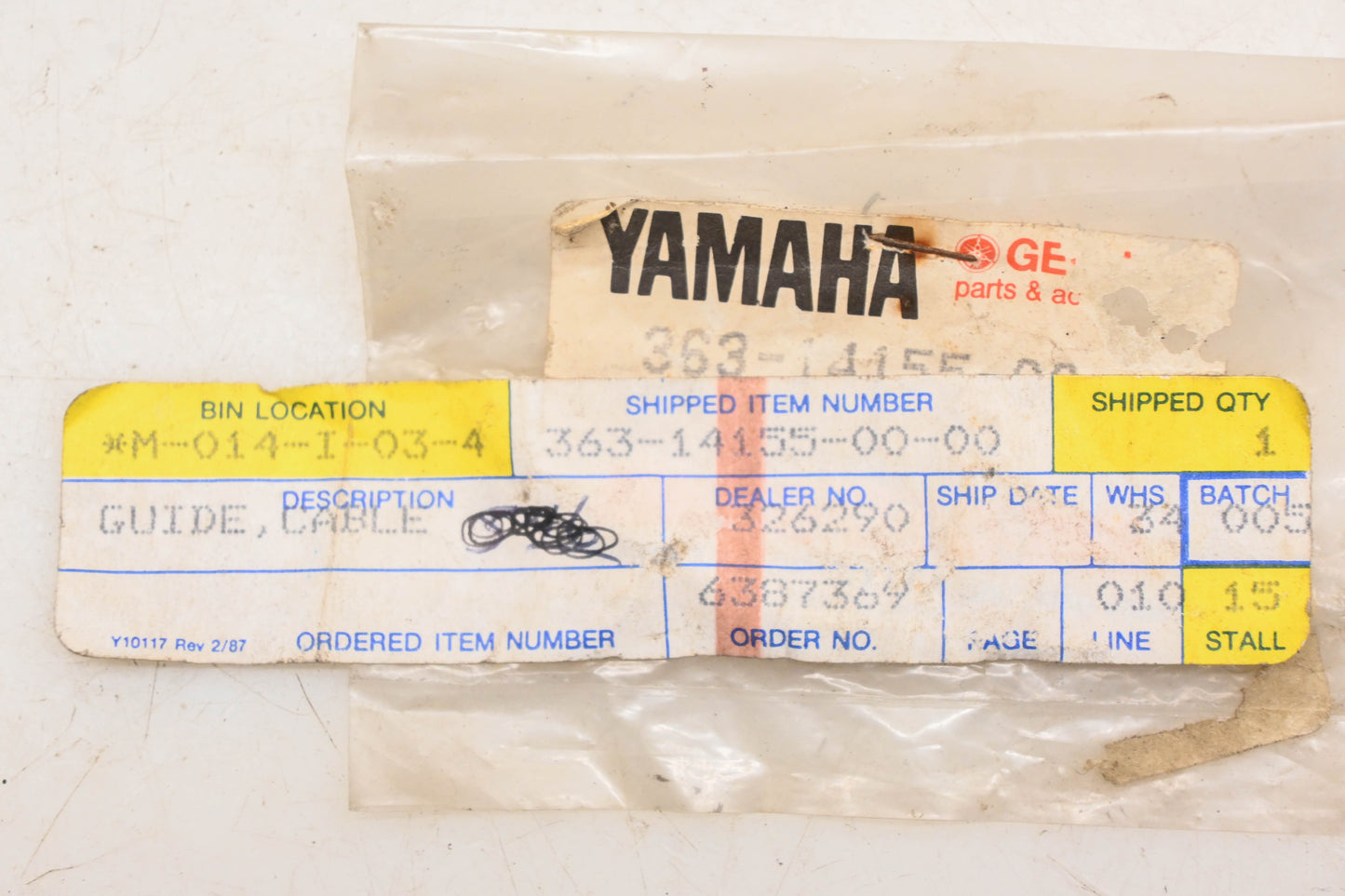 New OEM Yamaha 363-14155-00-00 Cable Guide NOS
