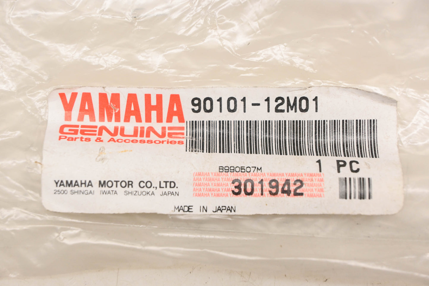 New OEM Yamaha 90101-12M01-00 Hex Head Bolt NOS