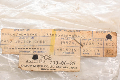 New OEM Yamaha 437-83936-00-00 Switch Cord Band NOS