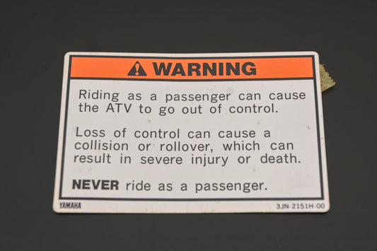 New OEM Yamaha 3JN-2151H-00-00 Warning Label Decal NOS
