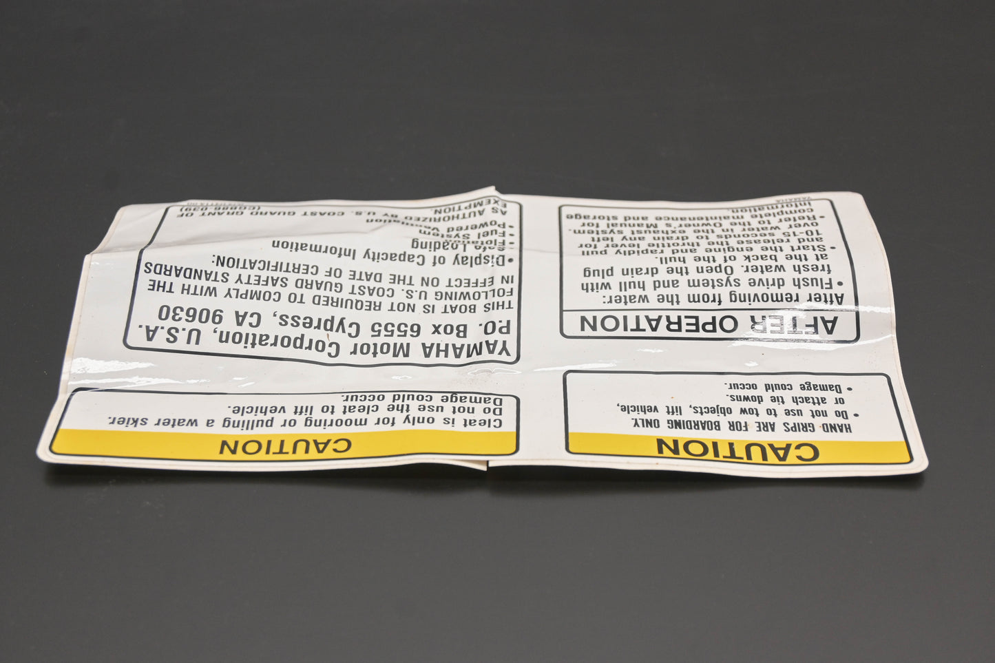 New OEM Yamaha GJ3-U411A-00-00 Caution Warning Label Decal NOS