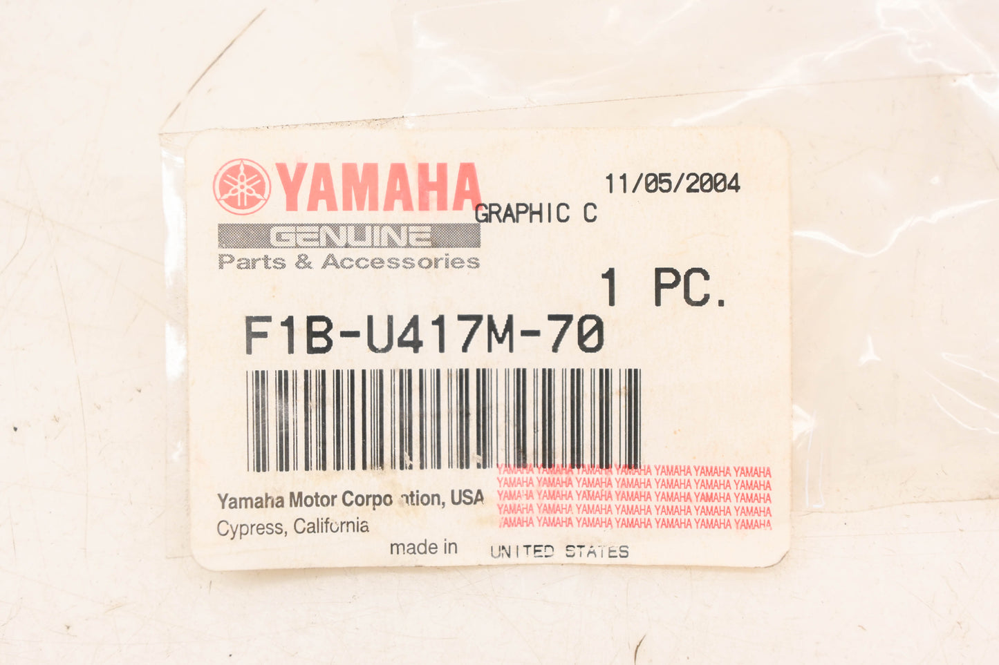 New OEM Yamaha F1B-U417M-70-00 Red 4 Stroke Graphic Decal NOS