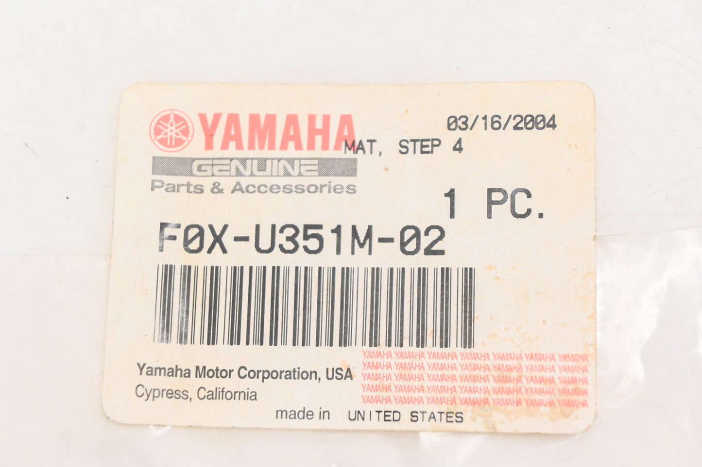 New OEM Yamaha F0X-U351M-02-00 Step Mat #4 NOS