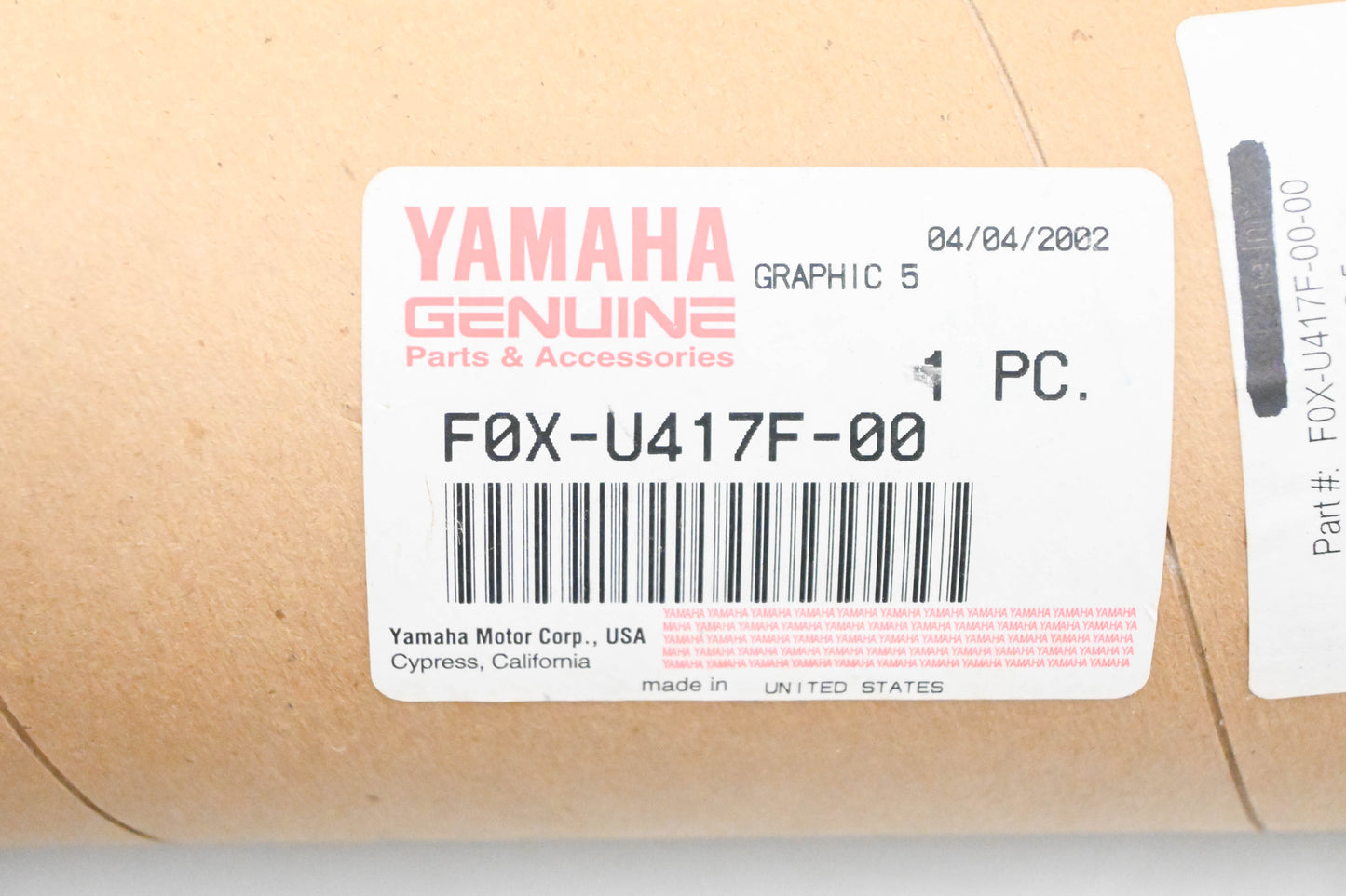 New OEM Yamaha F0X-U417F-00-00 WaveRunner Graphic Decal #5 NOS