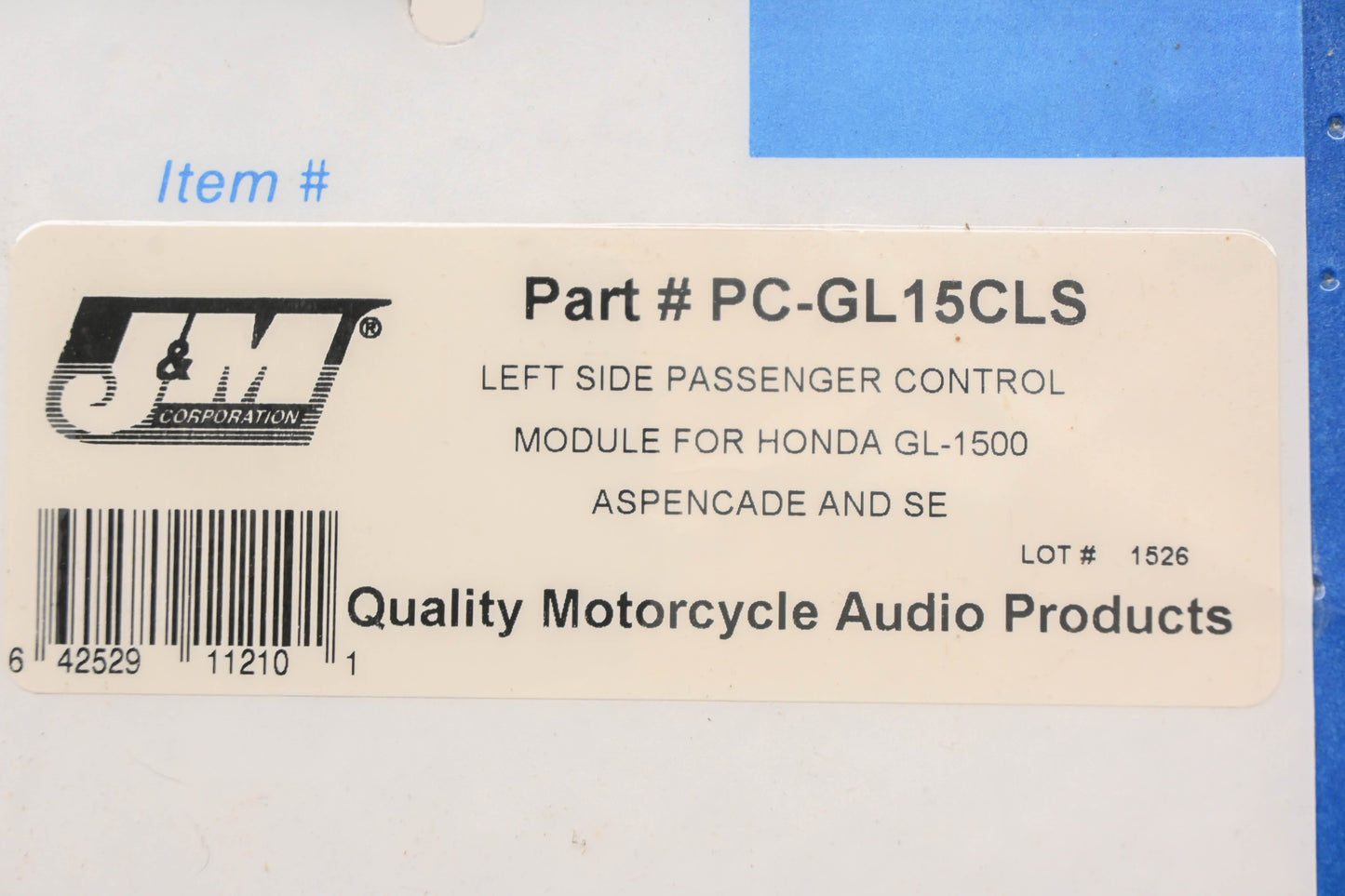 J&M Corporation PC-GL15CLS Left Side Passenger Control Module Kit NOS