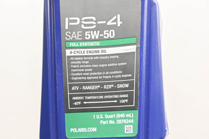New OEM Polaris 2876244 PS-4 SAE 5W-40 Synthetic Oil 1-Quart NOS