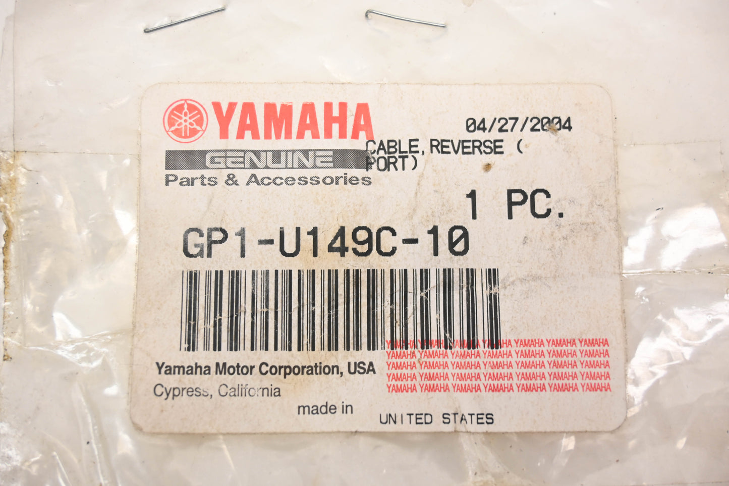 New OEM Yamaha GP1-U149C-10-00 Reverse Cable NOS