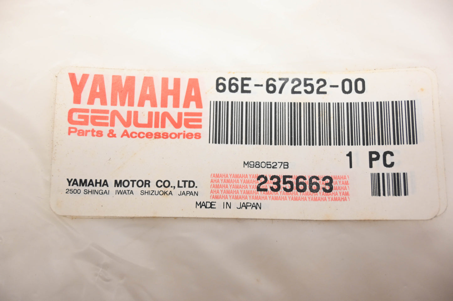 New OEM Yamaha 66E-67252-00-00 Throttle Cable NOS