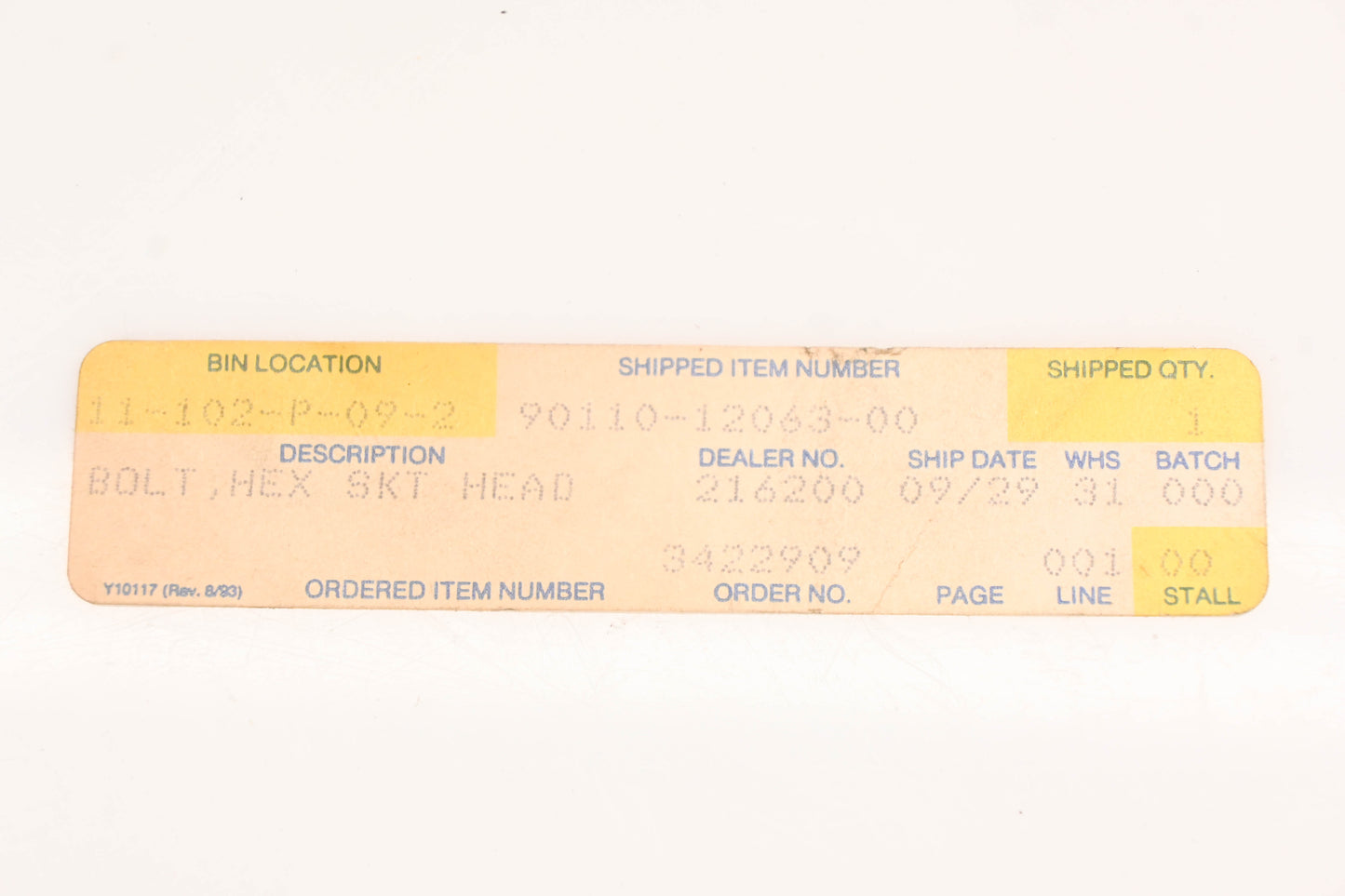 New OEM Yamaha 90110-12063-00 Socket Head Bolt NOS