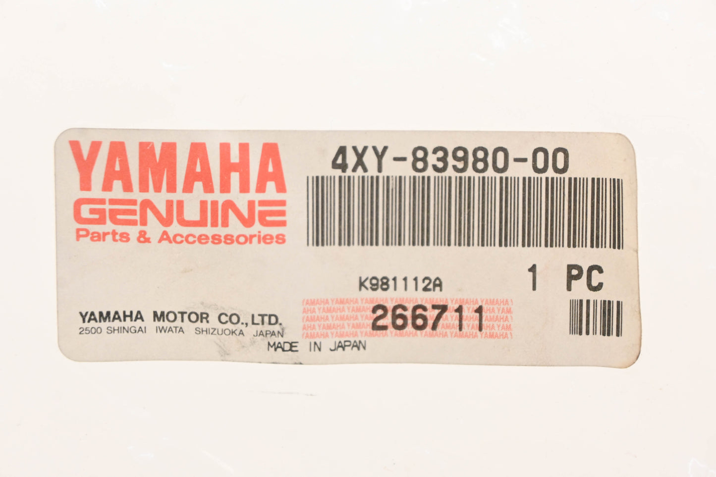 New OEM Yamaha 4XY-83980-00-00 Front Stop Switch Assembly NOS