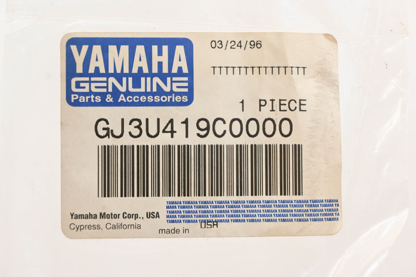 New OEM Yamaha GJ3-U419C-00-00 Black Label Decal NOS
