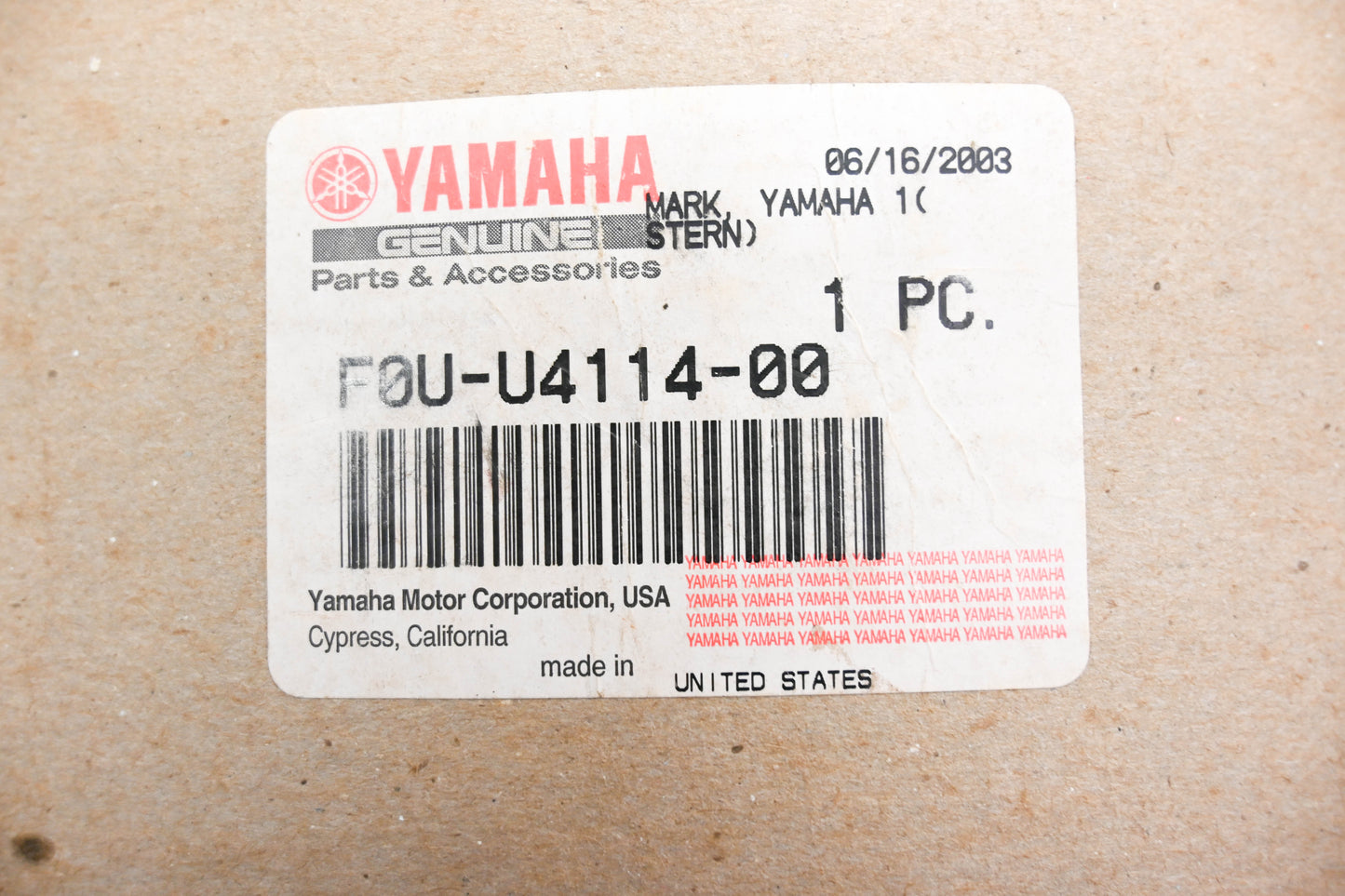 New OEM Yamaha F0U-U4114-00-00 Decal NOS