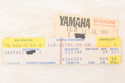 New OEM Yamaha 1LR-2173L-00-00 Red Side Cover Graphic Decal NOS
