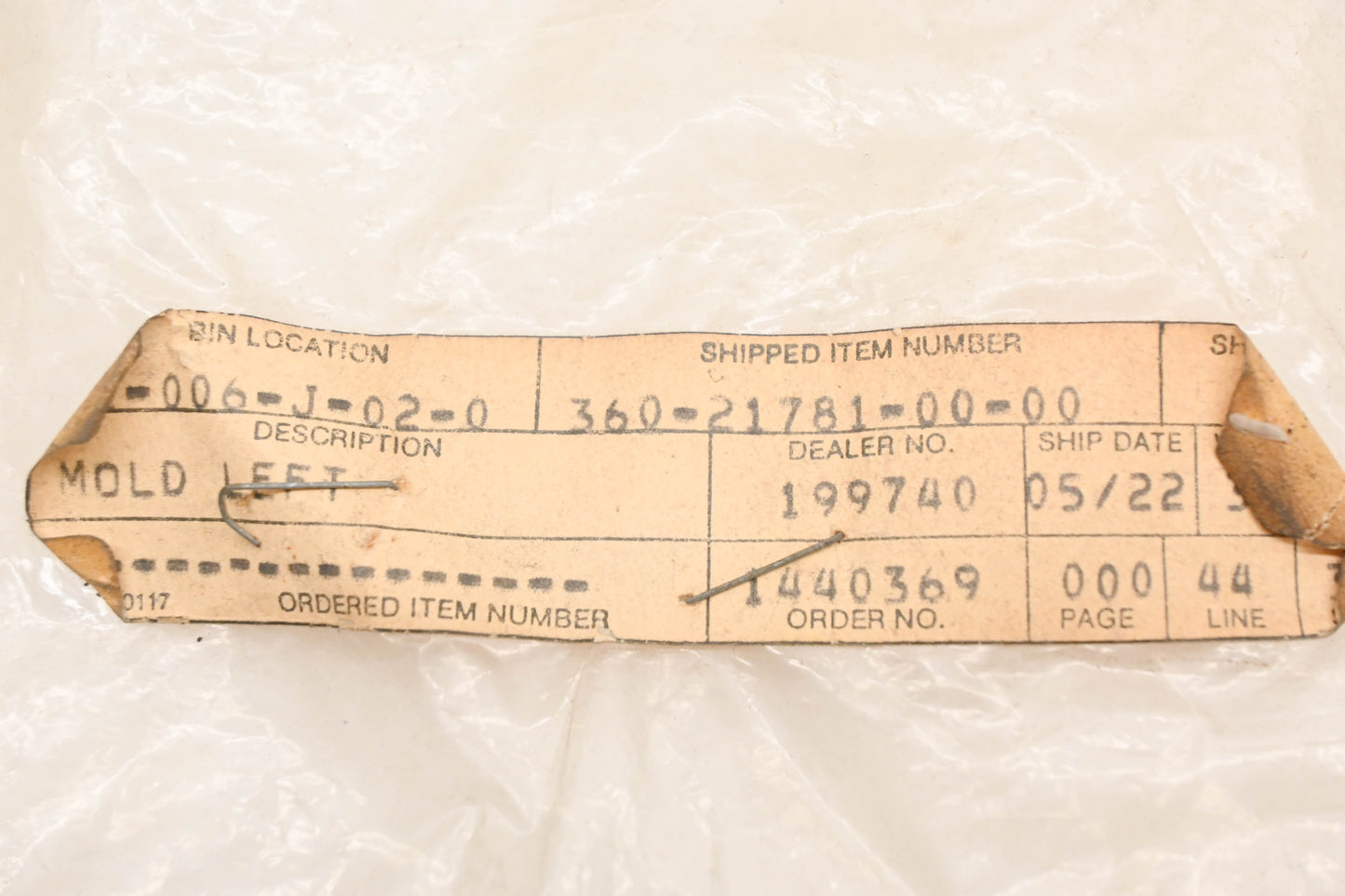 New OEM Yamaha 360-21781-00-00 Lefthand Trim Mold NOS