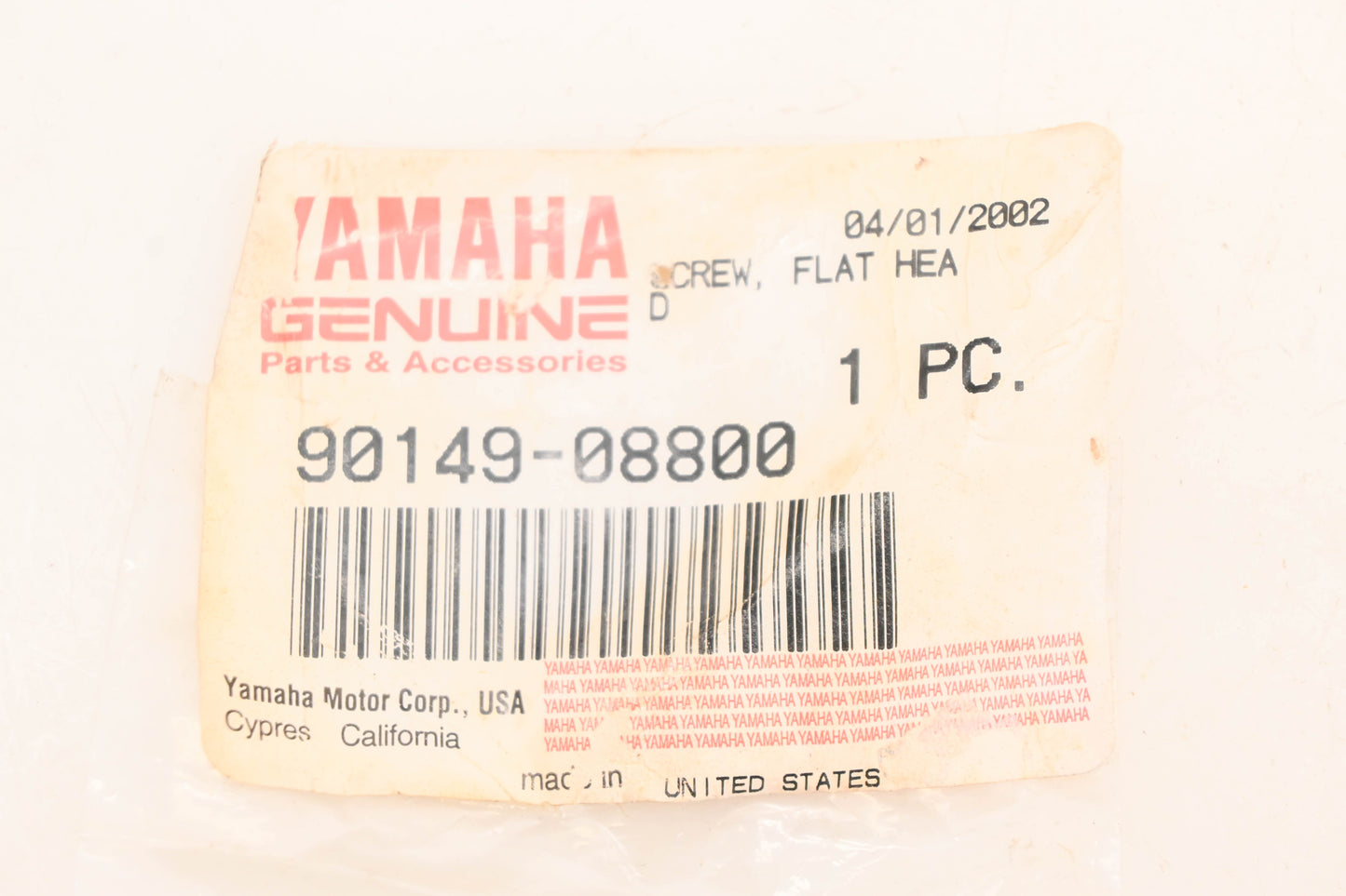 New OEM Yamaha 90149-08800-00 Flat Head Screw NOS