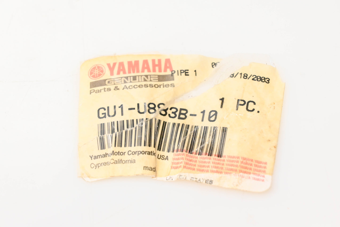 New OEM Yamaha GU1-U883B-10-00 Pipe NOS