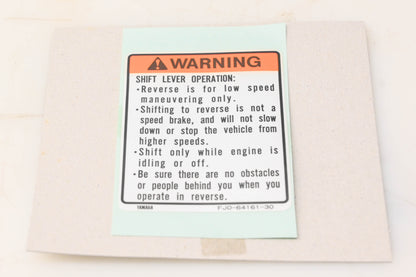 New OEM Yamaha FJ0-64161-30-00 Label Warning NOS