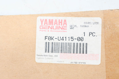 New OEM Yamaha F0K-U4115-00-00 White Decal NOS