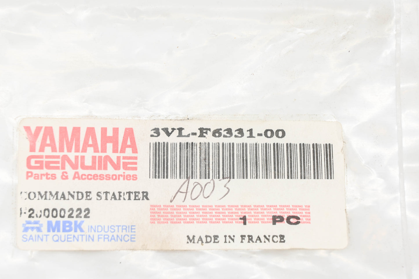 New OEM Yamaha 3VL-F6331-00-00 Starter Choke Cable NOS