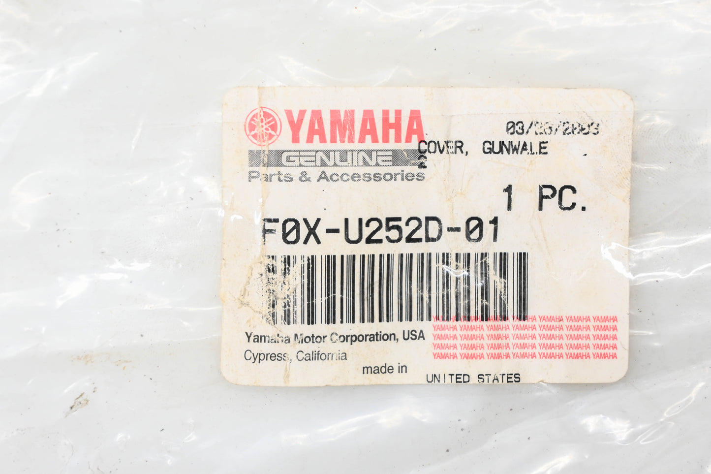 New OEM Yamaha F0X-U252D-01-00 Black Gunwale Cover NOS