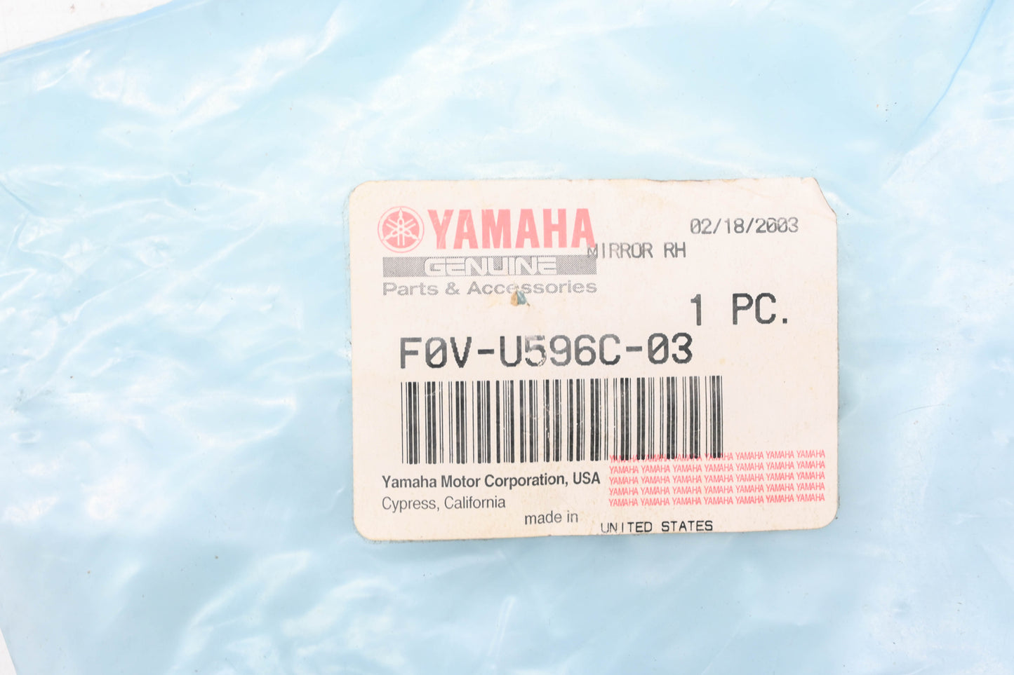 New OEM Yamaha F0V-U596C-03-00 Right Rear View Mirror NOS