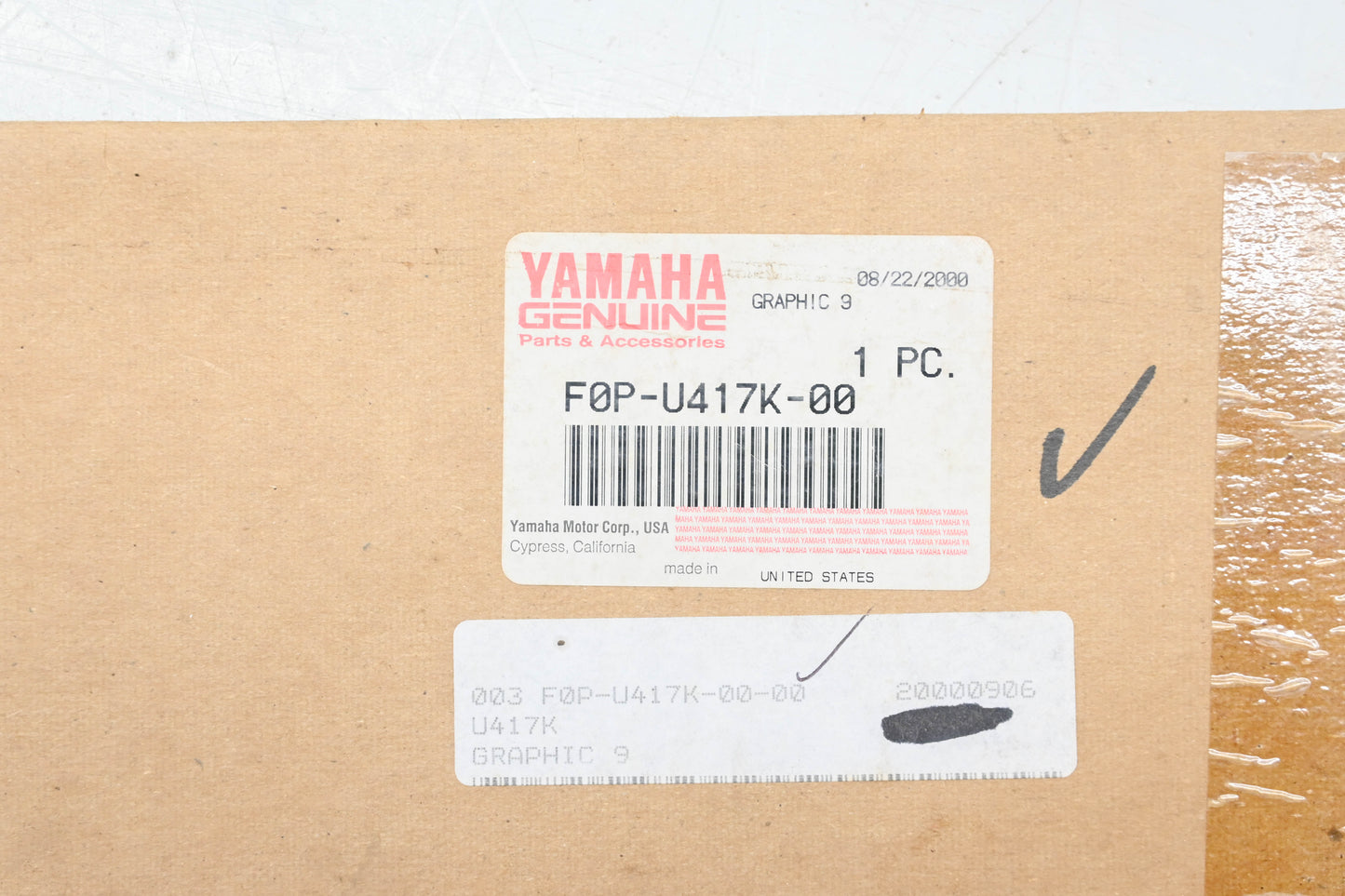 New OEM Yamaha F0P-U417K-00-00 Graphic Decal NOS