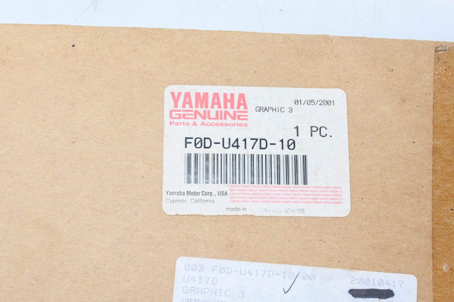New OEM Yamaha F0D-U417D-10-00 Wave Runner Graphic Decal NOS