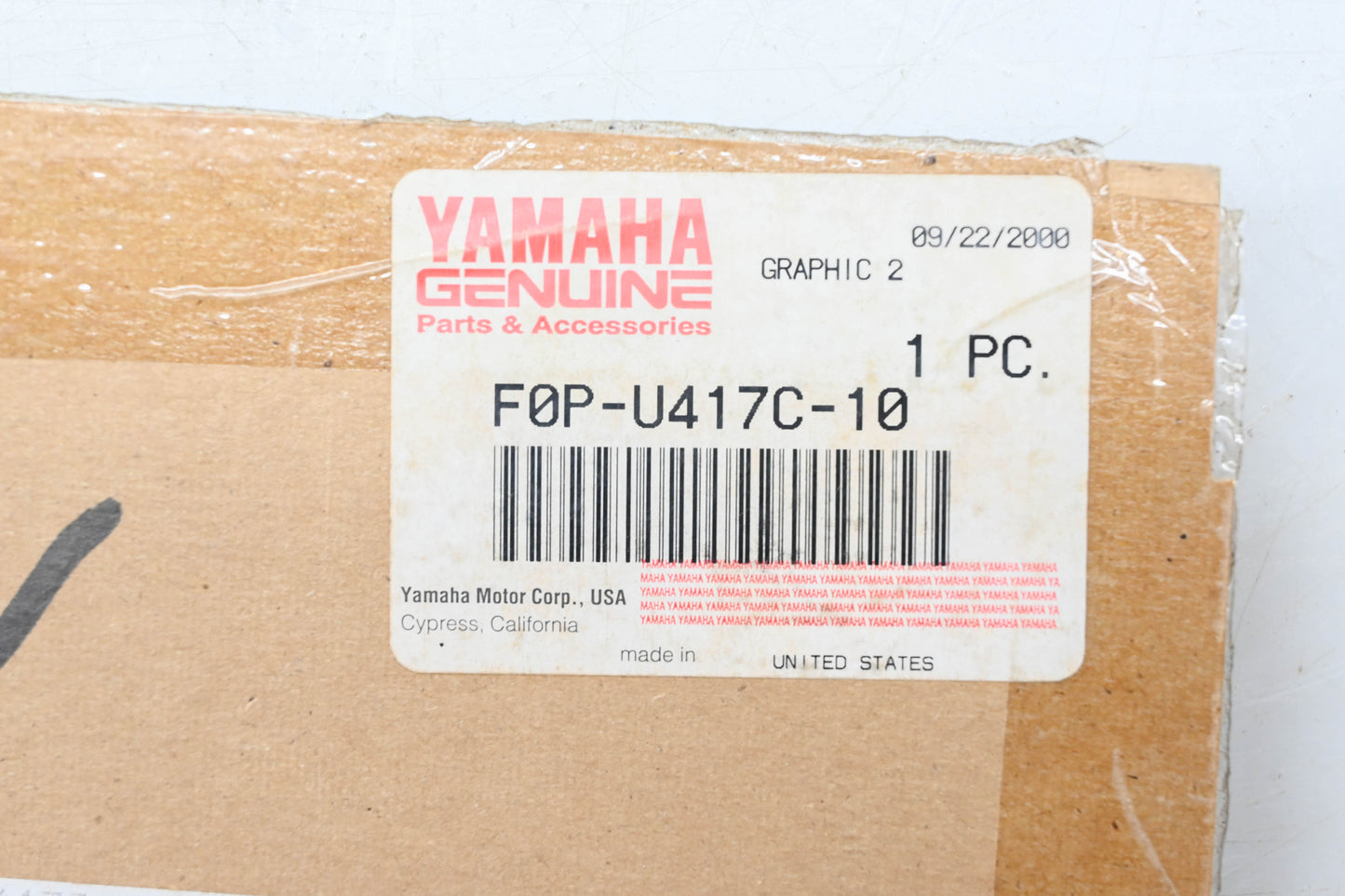 New OEM Yamaha F0P-U417C-10-00 Wave Runner Graphic Decal NOS