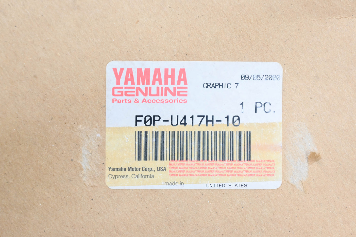 New OEM Yamaha F0P-U417H-10-00 XL800 Graphic Decal NOS