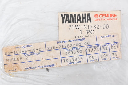 New OEM Yamaha 21W-21782-00-00 Black White #1 Emblem Decal NOS
