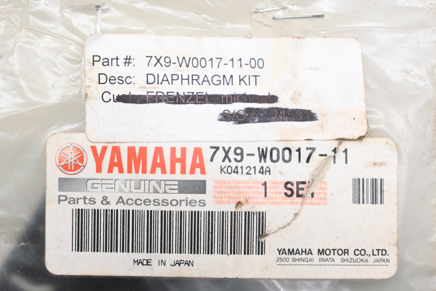 New OEM Yamaha 7X9-W0017-11-00 Carburetor Diaphragm Kit NOS