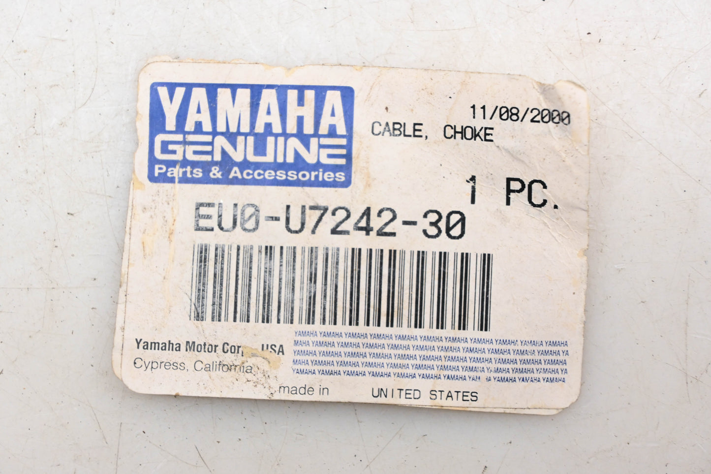 New OEM Yamaha EU0-U7242-30-00 Choke Cable NOS