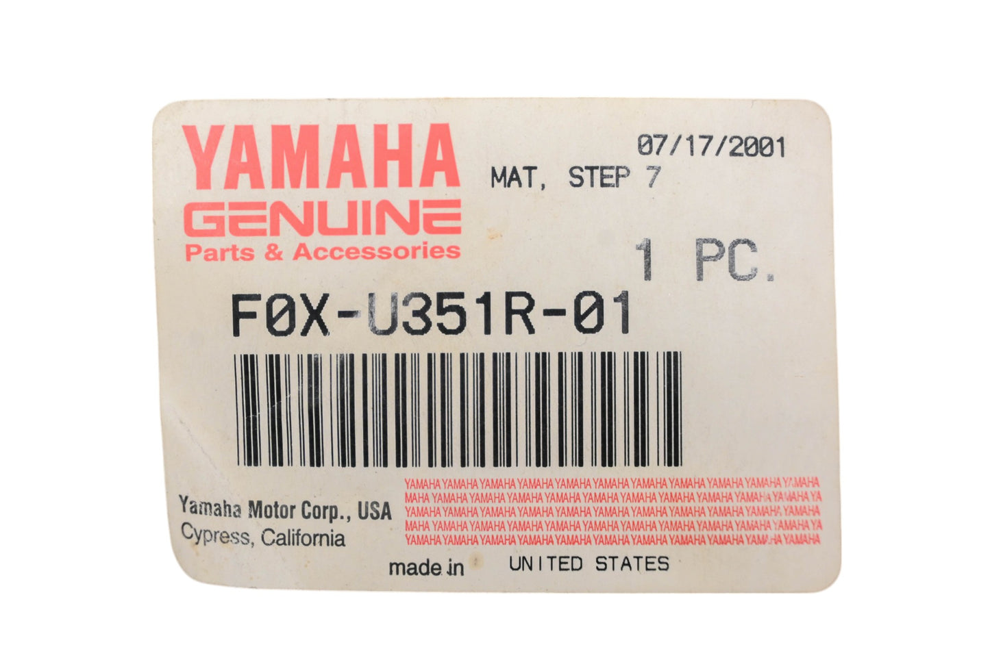 New OEM Yamaha F0X-U351R-01-00 Step Mat #7 NOS