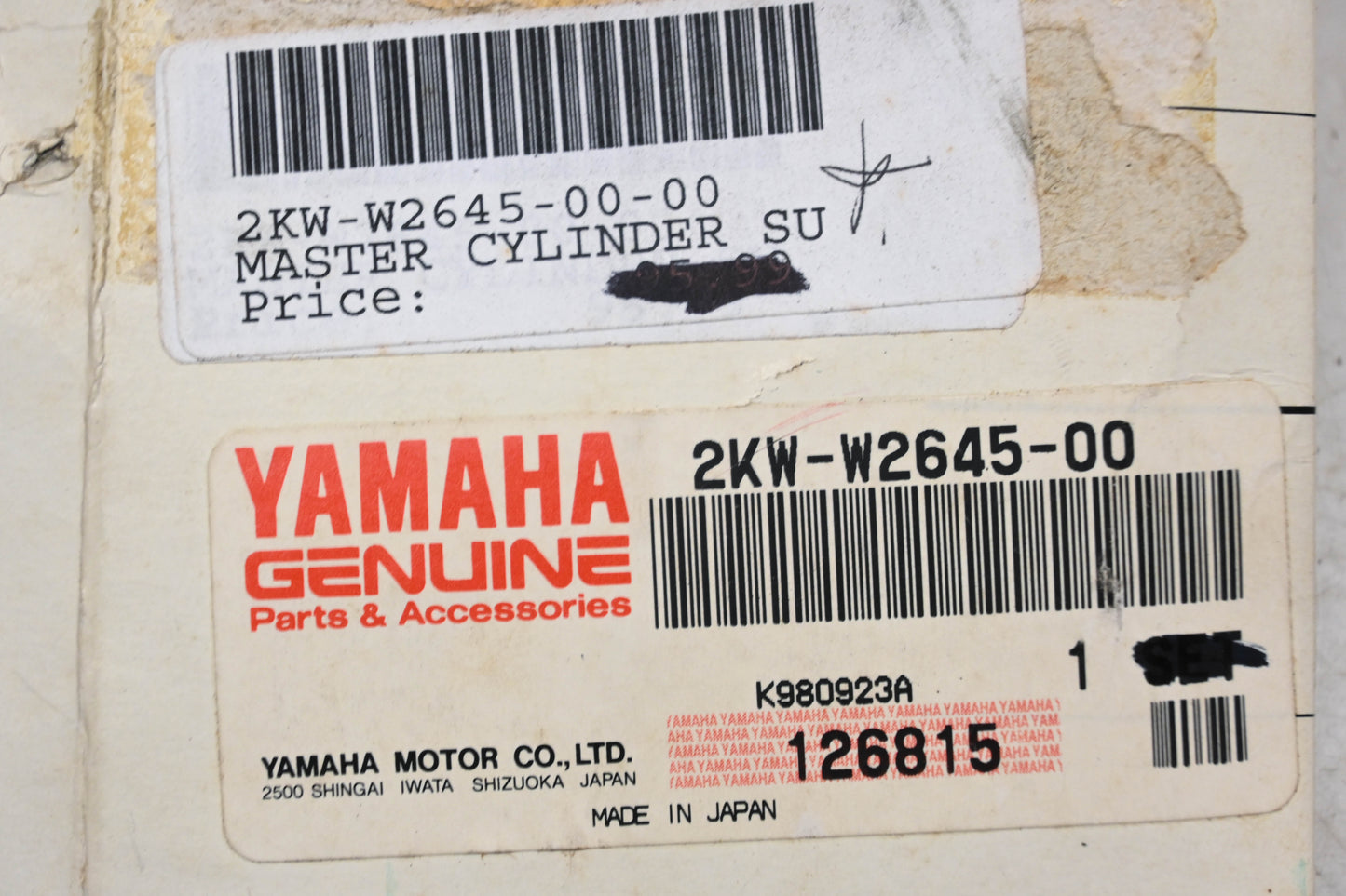 New OEM Yamaha 2KW-W2645-00-00 Clutch Master Cylinder Sub Assembly NOS