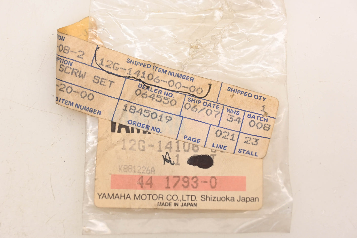 New OEM Yamaha 12G-14106-00-00 Cable Adjusting Screw And Nut NOS