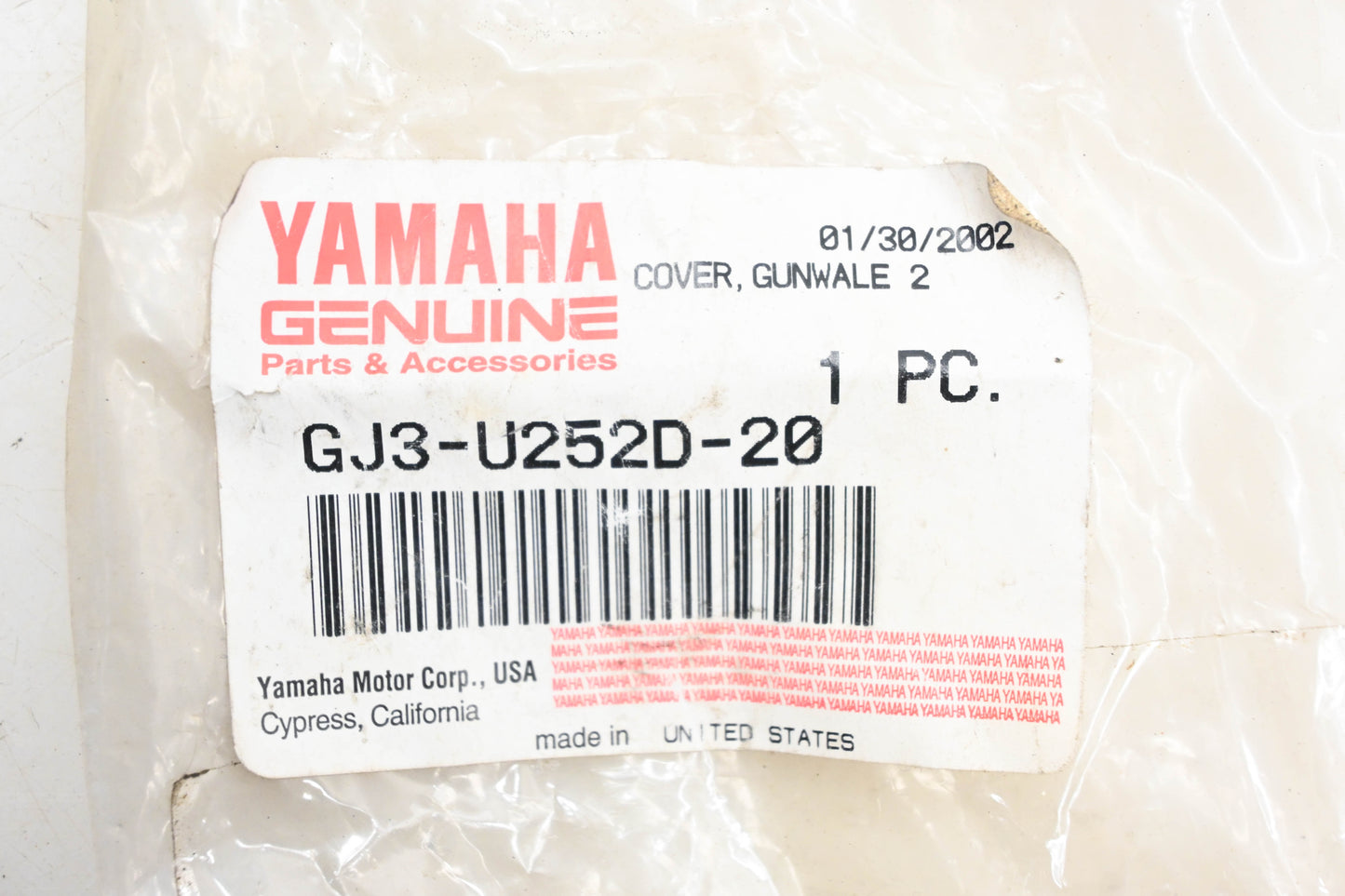 New OEM Yamaha GJ3-U252D-20-00 Yellow Gunwale Cover Trim NOS